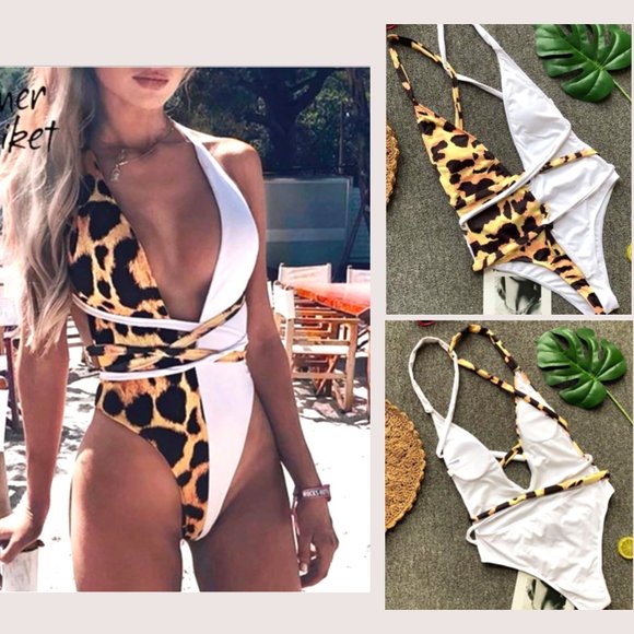 BARI Other - ⭐️🖤 La Farrah Sexy Leopard Deep V Swimsuit
